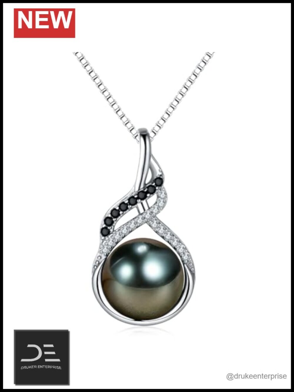 Women's Tahitian Cultured Pearl Necklace - 18K Gold Plated 925 Sterling Silver